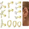 16 Gauge Hypoallergenic Cartilage Earrings for Women, Flat Back Earrings, Flat Pierced Earring, Ear Studs, Surgical Stainless Steel Stud Hoop, Daith Conch Tragus Helix Piercing Jewelry, Flatback Stud Earrings