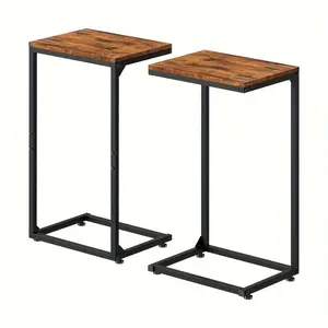 C Shaped End Table Set of 2/1Pack, C Table End Table, End Tables Living Room Set of 2, Slide Under Sofa Table, Small Side Table for Couch, Sofa Side Table for Living Room, Bedroom, Metal