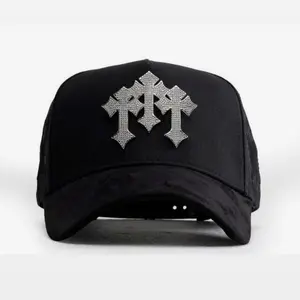 Barbas Hats Chrome Rose Gold – Premium Black Adjustable Snapback with 3D Chrome Metal Crosses, Trendy Streetwear Baseball Cap, Gift For Him, Gift For Her.