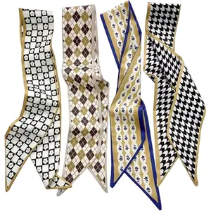 4Pcs Fashion Scarves for Women, Multifunctional Boho Scarves Headbands Satin Scarf for Bag Hair Accessories