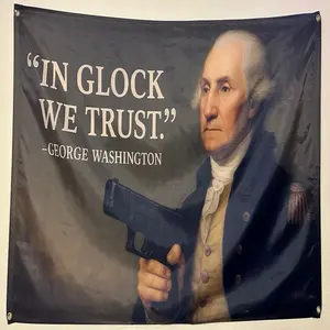 George Washington “In Glock We Trust” 3x5 Ft Flag For College Dorm Bedroom Man Cave Wall Decoration