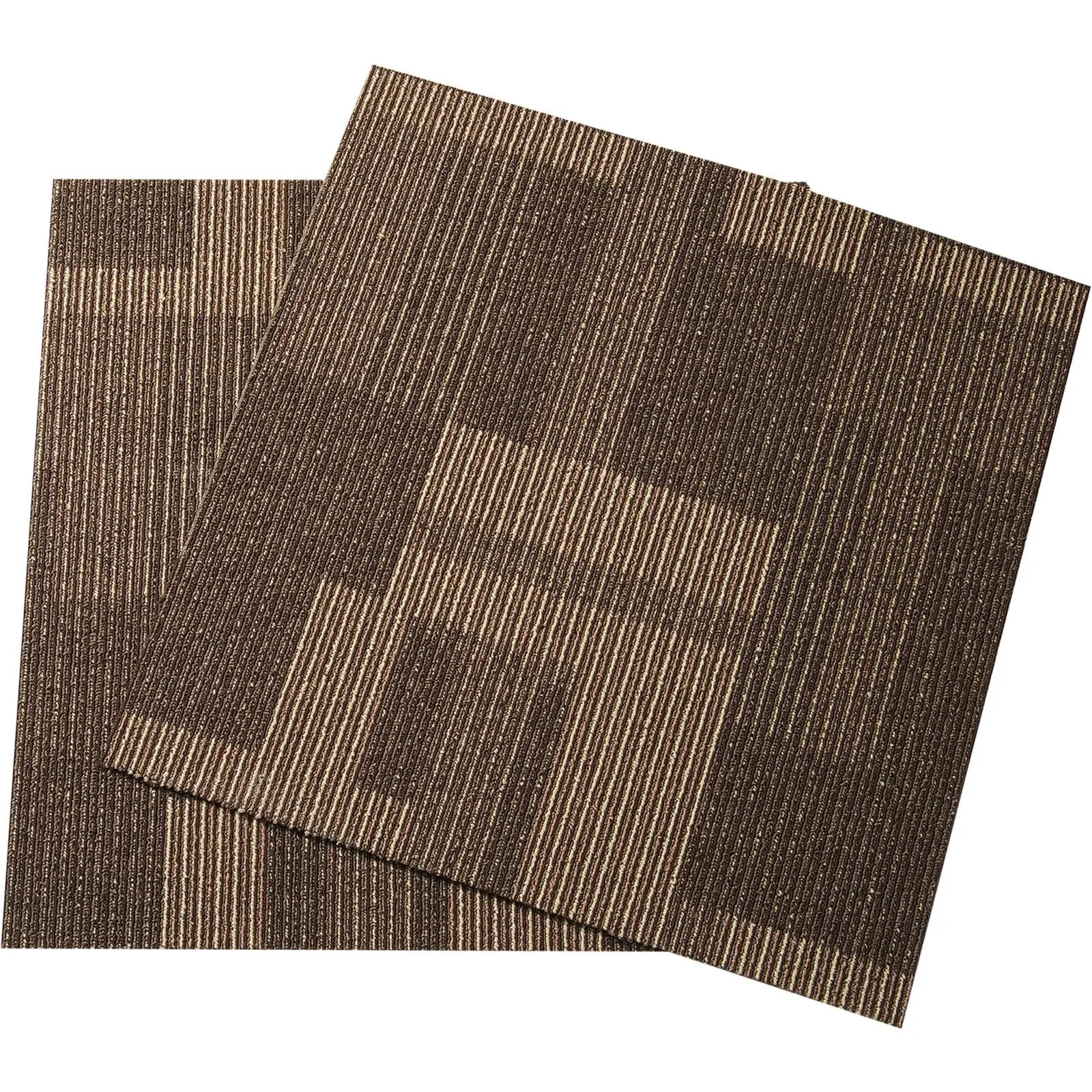 Reusable 24"x24" Carpet Tiles with Attached Padding, DIY Easy-Install Puzzle Floor Mat for Bedroom, Living Room (24 Tiles, Mixed Brown)