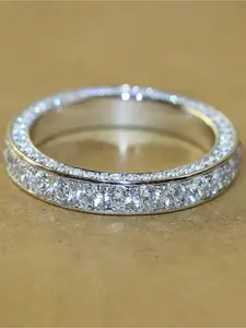 1 PC Whole circle micro inlaid ring Zircon Rings, Artificial Zircon Ring, for Women Engagement Wedding Ring Ladies Jewelry for Party Daily Clothing Decor Accessories as Anniversary Birthday Valentine's Day Gift for Girlfriend