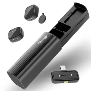 Facmogu K26 pull-out AI noise-canceling lavalier microphone (round magnetic + lavalier magnetic, with charging case), excellent sound quality, suitable for iPhone, Android, iPad and laptops, usage scenarios: video, live broadcast, Vlog, online classes