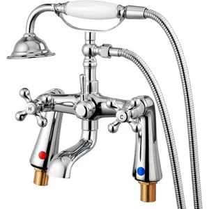 VEVOR Clawfoot Tub Faucet, Deck Mount Bathtub Faucets with Handheld Shower, Vintage Polished Chrome Clawfoot Tub Filler Faucet Shower Kit with 360 Rotation Spout 59 - inch Long Hose for BathtubsVEVOR Super Brand Day