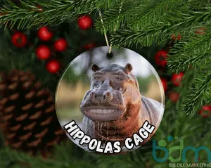 Hippolas Cage Ceramic Christmas Ornament | Secret Santa | Gag Gift | Funny Ornament | Ugly Ornament