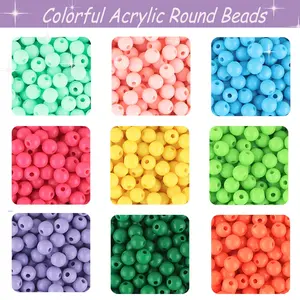 200pcs 6mm/8mm Multi-Color Acrylic Solid Color Round Beads Suitable for DIY Beaded Pens Bracelets and Keychain Accessories