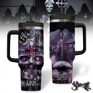 Retro Ghost Band Music 40oz Tumbler With Handle – Rock Fans Insulated Cup