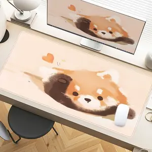 Desk Pad Cute Red Panda Watercolor Art Gaming Mousepad XXL Mouse Pad For Laptop Desk Mouse Pad Extra Large With Non-Slip Rubber Base Stitched Edges Surface For PC Gamers Office Workers & Home Use Christmas Gift Idea