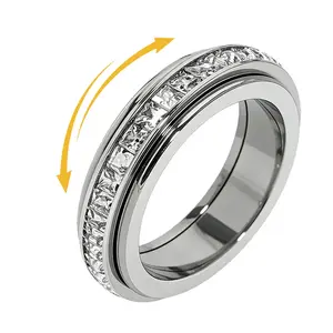 Anxiety Spinner Fidget Ring for Men Women Comfort Fit Rotating Band Ring Stress Relief Daily Wear Wedding Promise Band Size 5 to 12