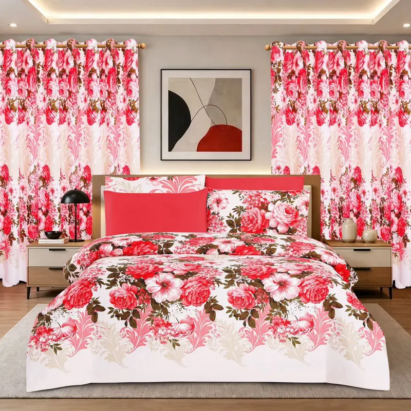 Luxury 8 pcs Sublime Bedsheets -Floral Design for a Cozy Bedroom