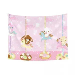 Bunny & Flower Cartoon Tapestry Cute Anime Inspired Decor Bedroom Wall Hanging