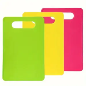 3-Piece Kitchen Plastic Cutting Boards, Flexible Cooking Mats, 100% Non-Slip, Ideal for Meat and Vegetables, Dishwasher Safe