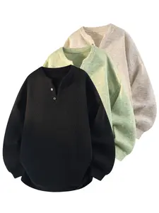 CCCMAI Men's Round Neck Sweater Loose Casual Long Sleeve Knitted Sweater Autumn Winter Fashion Daily Wearing Pullover Top for Men Women Party Weekend Leisure Academy Style Work Outdoor Knitwear Menswear Crewneck Plain