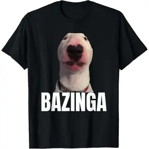 Cotton Streetwear Graphic Tees Casual Round Neck Shortsleeve Fashion  Bazinga Funny Cringe Meme Dog GenZ Trendy Teenager Slang T-Shirt