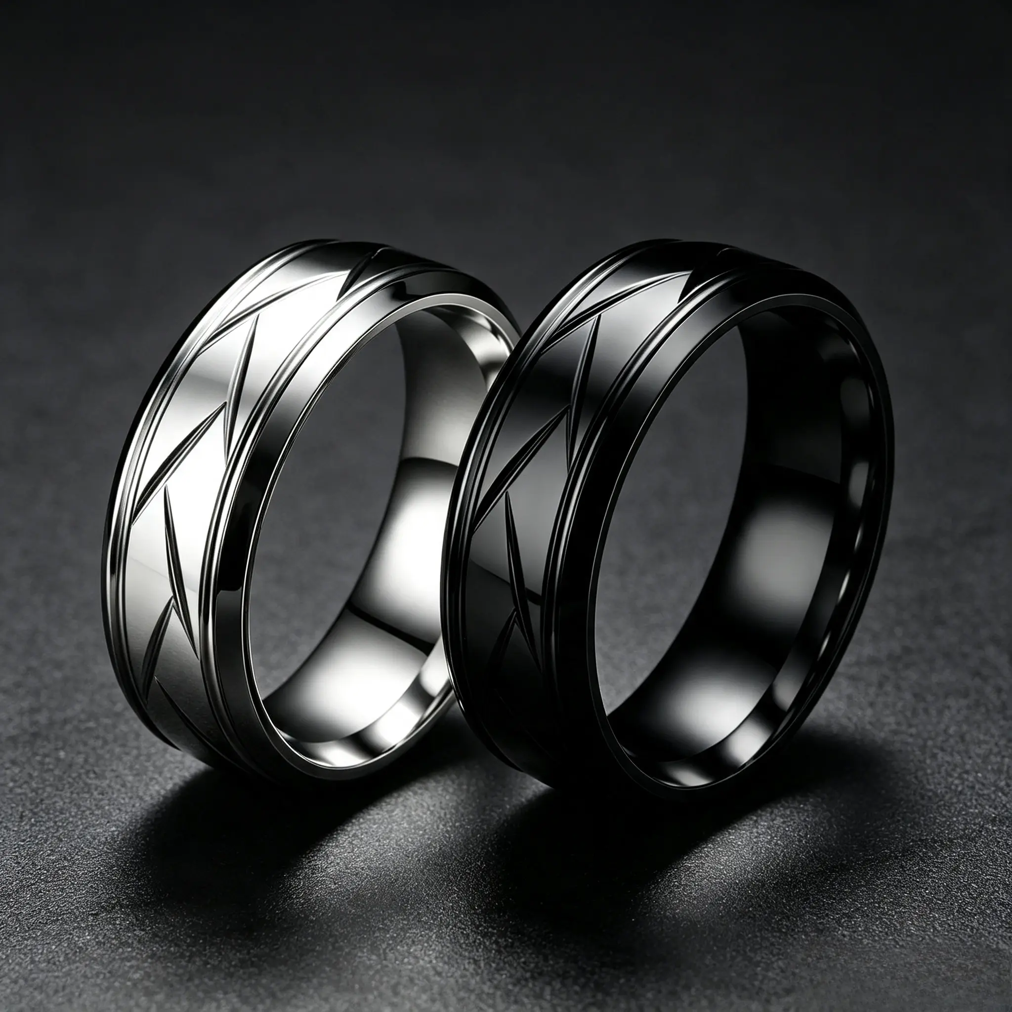 Black/Silver Stainless Steel Ring | Unisex Simple Geometric Ring | Waterproof and Durable, Ideal for Everyday Wear