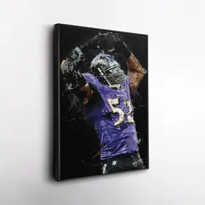 Ray Lewis Canvas Wall Art  Baltimore Ravens Poster, NFL Football Decor, Framed Print for Man Cave, Fan Room, or Office ( Unframed - Print Only )