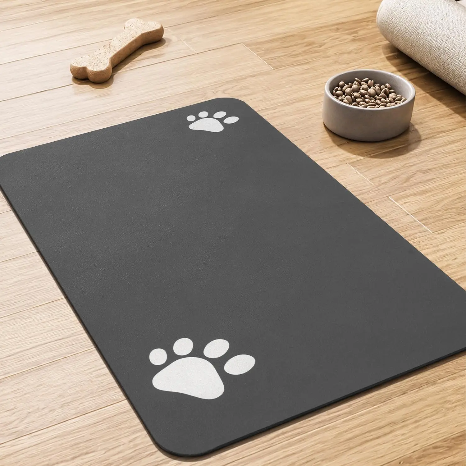 Pet Feeding Mat-Absorbent Dog Mat for Food and Water Bowl-No Stains Easy Clean Dog Food Mat-Quick Dry Water Dispenser-Puppy Supplies Accessories