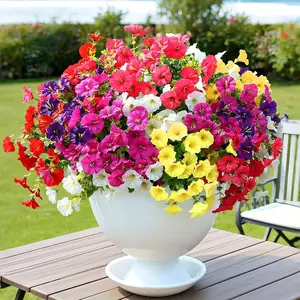 50pcs UV-Resistant Fade-Proof Mixed Color Artificial Daisy and Violet Bouquet, Suitable for Outdoor Courtyards, Weddings, Festivals, Home Decor, Indoor/Outdoor Hanging Basket Floral Arrangements, Ideal for Outdoor Garden Planting, Front Door