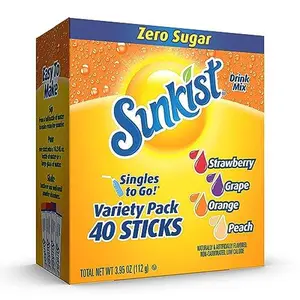 Sunkist Soda Variety Pack, Singles To Go Orange, Strawberry, Grape and Peach (30 Total Sticks)