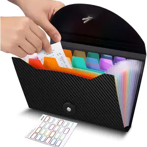 13 Pockets Receipt  Organizer, 7X 4.5 Inches Small Accordion File Organizer with Labels for Receipt Cards, Bill Business,  Storage