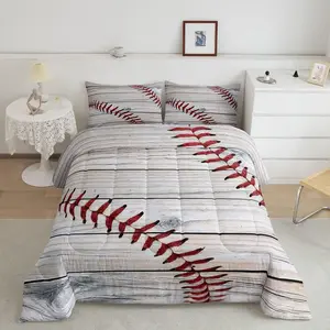 Baseball Pattern Luxury Bedding Set,Sports Theme Designer Comforter Set,3D Ball Pattern Comforter,Room Decor Baseball Games Breathable Duvet Set