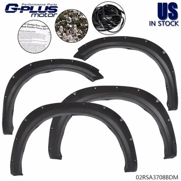 Fit For 2009-2023 Dodge Ram 1500 Pocket Rivet Bolt On Fender Flares Textured 4PC G-PLUS,car accessories