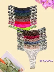 3~6 pack Women's shining & sparkling A+rhinestone thongs / briefs (2 style to choose 16 colours), high quality, comfortable and fresh underwear，panties, suitable for daily life, sports, and four-season multi-pack fashion women's underwear size for S-XL