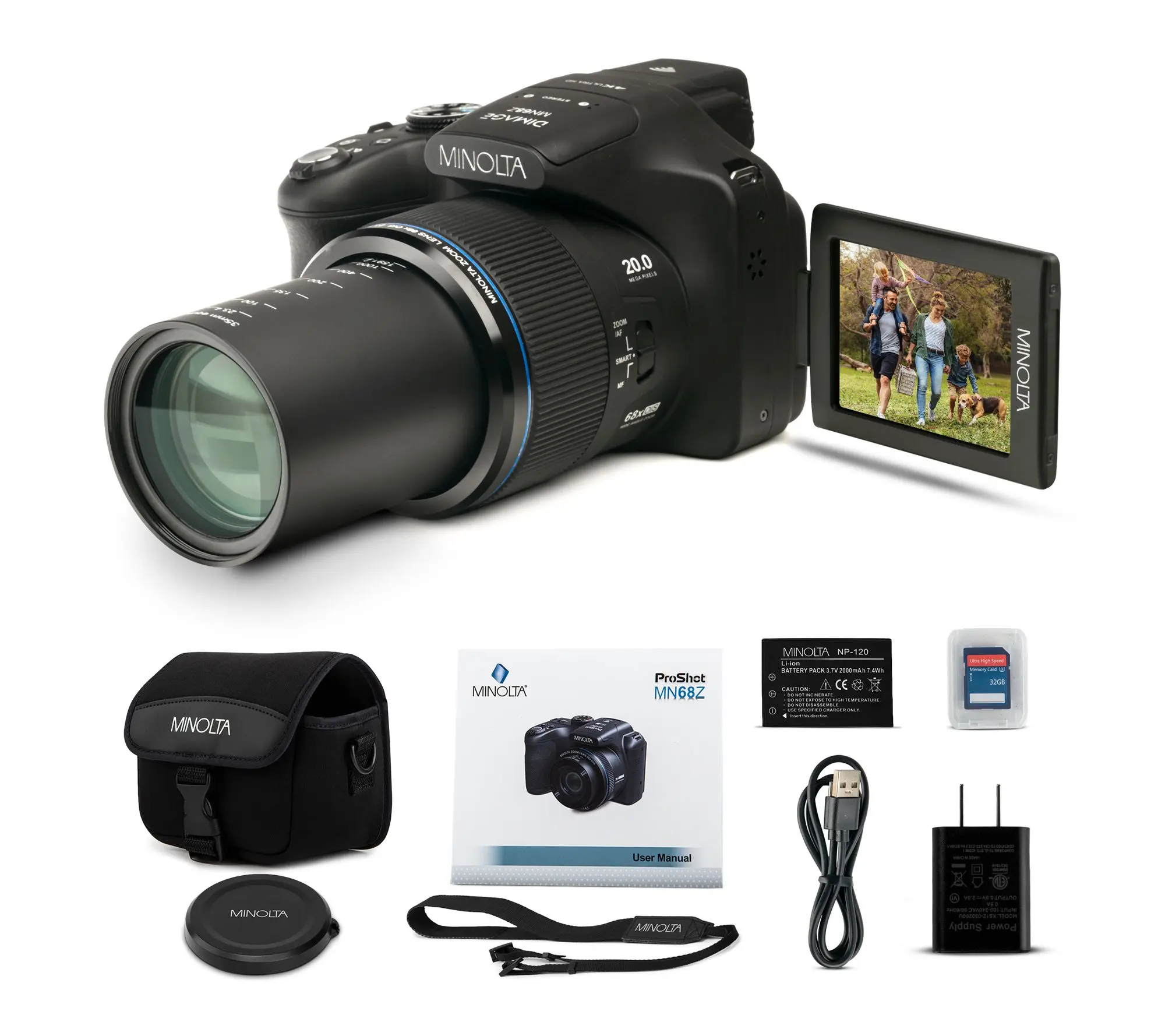 MINOLTA  MN68Z 20 MP / 4K Bridge Camera w/68x Optical Zoom
