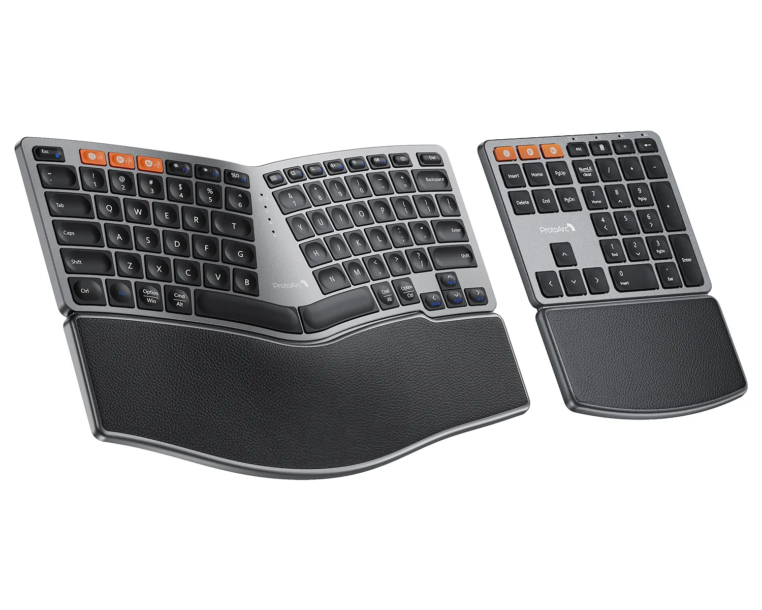 ProtoArc EK04 Wireless Ergonomic Keyboard - 2.4GHz USB Wireless Model with Separate Numeric Keypad, Split Design, Hard Wrist Rest, Rechargeable for Windows PC/Laptop,summerwins