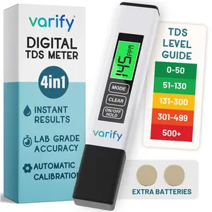 4-in-1 Digital TDS EC Temp Water Quality Tester with Backlight Display, 0-9990PPM High Precision Portable Water Test Pen for Drinking Water RO Filter Aquarium Hydroponics Pool Spa