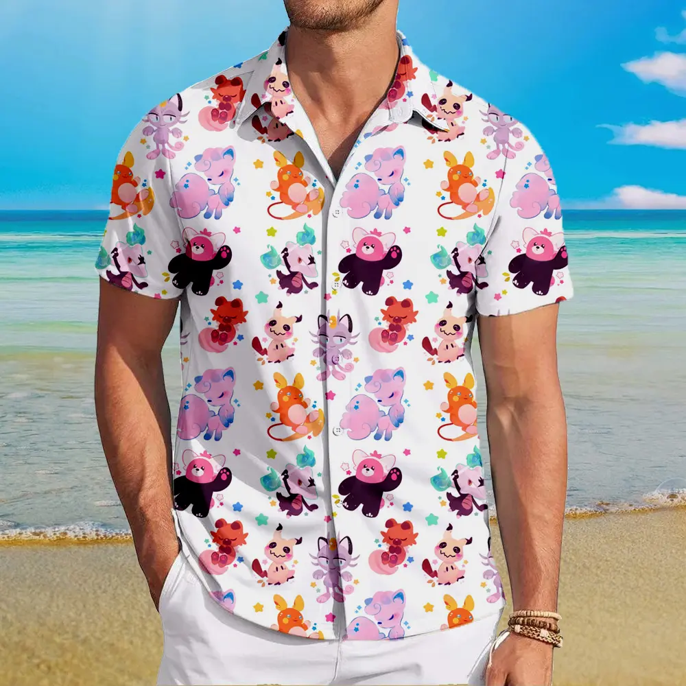 Hawaiian Shirt for Men, RayichuzKayito Hawaiian Shirt Cool Summer Anime Vibes for Men & Fans, Men's Collared Clothes for Beach Vacation, #menwear #shortsleeve #hawaiianshirt