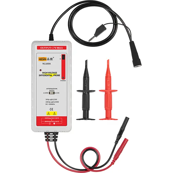 PINTECH High Voltage Differential Probe, 100MHz, 10kV, 1000X/100X Attenuation, ±1% Accuracy, Oscilloscope Probe with Standard BNC Interface, N1100A