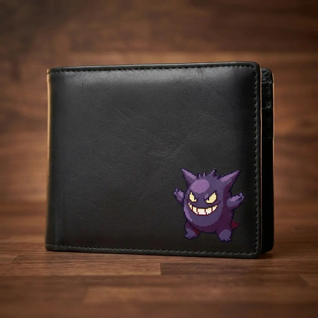 Pixel Ghost Type Bifold Leather Wallet | UV Printed | RFID Blocking Men's Wallet