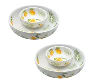 Temp-tations Set of 2 Personal Snack Tray/Chip   and Dip Bowl