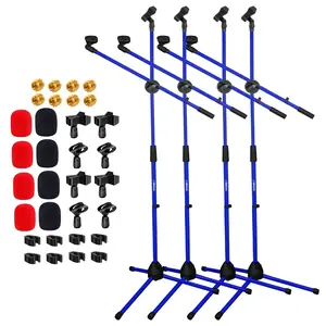 5 Core Mic Stand 4 Pcs Floor Height Adjustable Tripod Microphone Stands w Extending Telescoping Boom Arm
