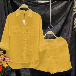 Spring and Autumn Plus Size Loose Fit Elegant Casual Stylish Youthful Fashion Cotton Linen Solid Color Shirt Set Clothes Suits Menswear Gamis Formal Bestie