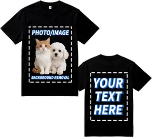 FEEGO Custom Personalized T Shirt, Unisex Cotton Tee with Image Logo Text, Front Back Print for Men Women Adults