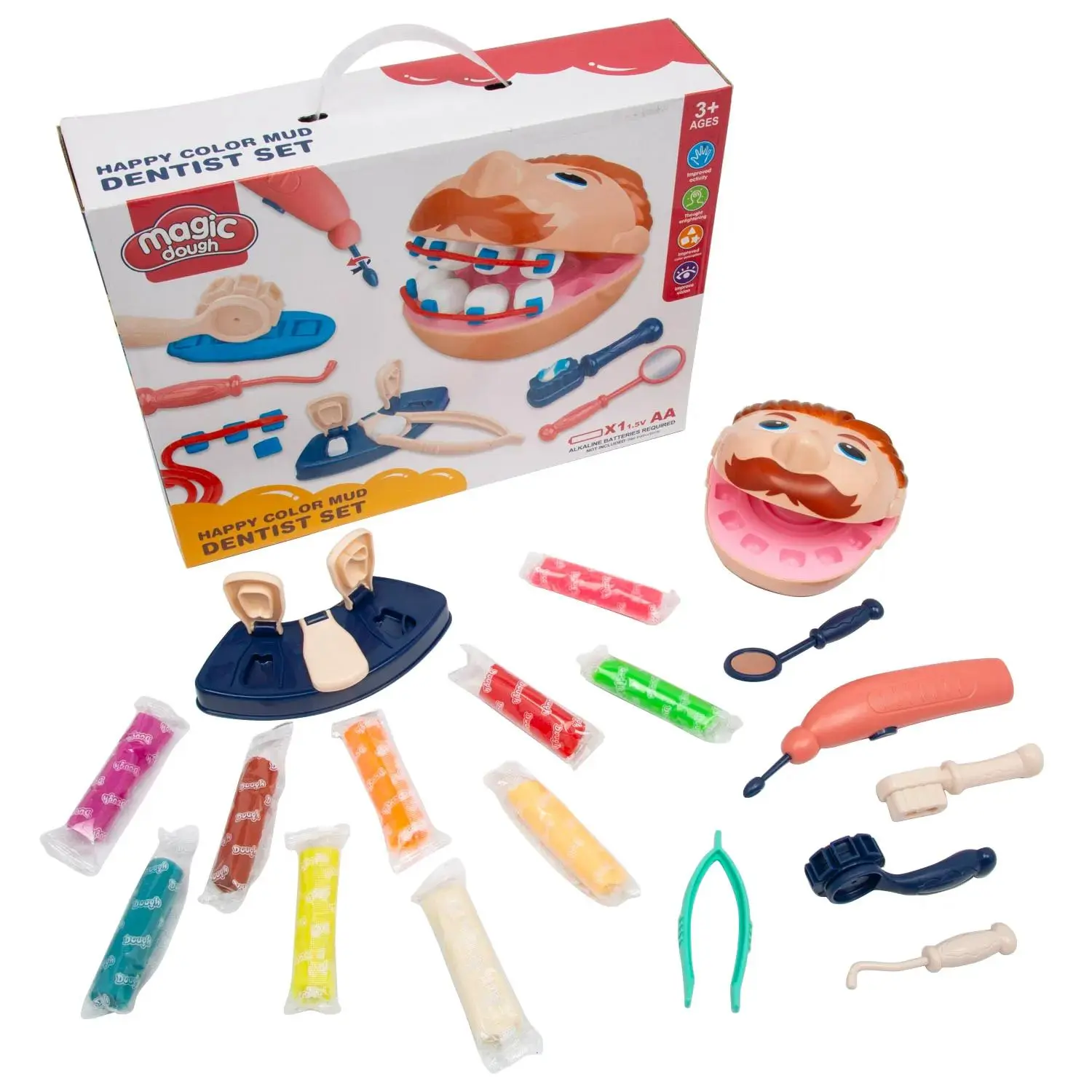 11 3/4" x 10 1/4" Pretend Play Dentist Clay Dough Toy Play Set - 18 Pc.