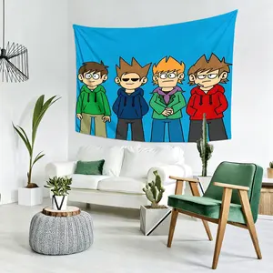 Eddsworld theme peach velvet tapestry, decorative tapestry, background cloth, decorative background cloth, suitable for living room, bedroom, game room, bar, etc. holiday gift