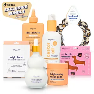 Skin Care Bundle Set | Sunday Reset Routine with Castor Oil, Rice Serum, Brightening Toner Pads, Overnight Hydrogel Face Masks