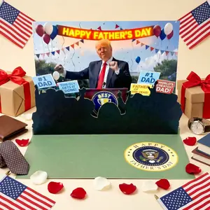Funny Talking Pop Up Fathers Day Card with Lights & Sound, Plays Heartfelt Voice Message, 3D Pop-Up Scene with Podium & Cheering Crowd, Funny Novelty Father's Day Card from Son, Daughter, or Wife