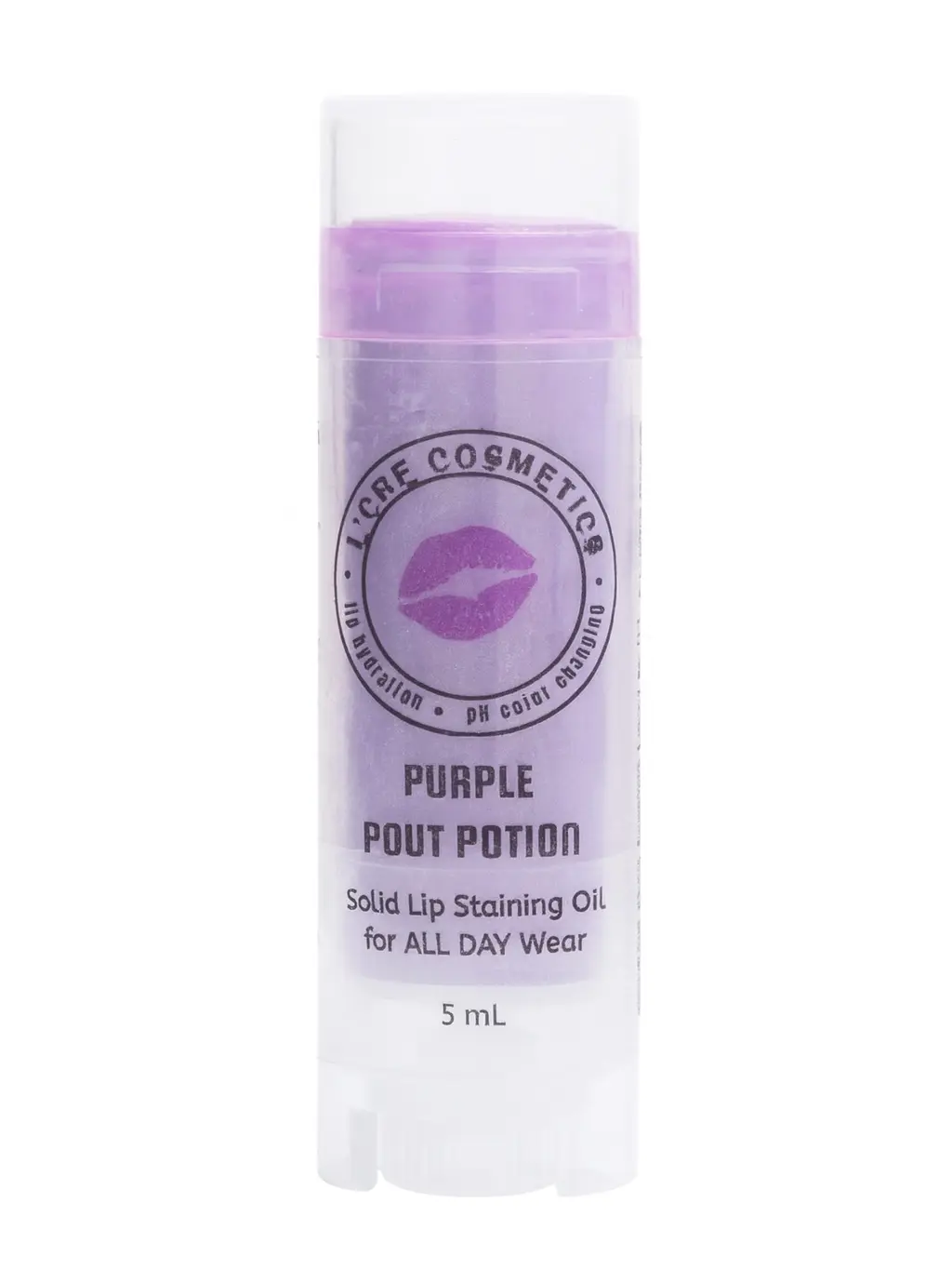 L'Cre Cosmetics Purple Pout Potion Solid Lip Staining Oil for All Day Wear 5 mL Color Changing Magic Lip Oil lip stick