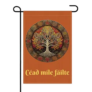Irish "A Hundred Thousand Welcomes" Garden Flag with Celtic Knot Tree of Life