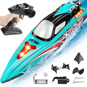 RC Boat, 18 inch Big Brushless Remote Control Boat for Adults and Kids, 55 KPH Large Fast RC Speed Boats with 2500mAh, Ideal Waterproof Toy Boats for Lakes - HJ816 Green.