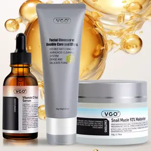 VGO Set: Cleanser for Oil Control, VC Serum for Brightening, Moisturizer for Hydration – Refreshing & Non-Greasy