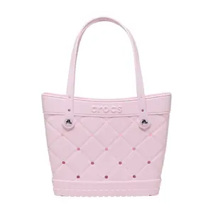 Crocs Classic Medium Quilted Tote Bag, Shoulder Bag, Beach Bag, Accessorize with Bag Charms and Jibbitz Charms