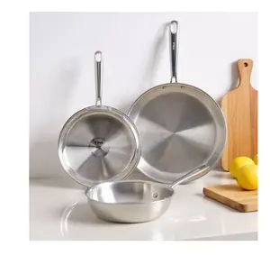 T-fal Pro Tri-Ply Stainless Steel 3-piece Frypan Set