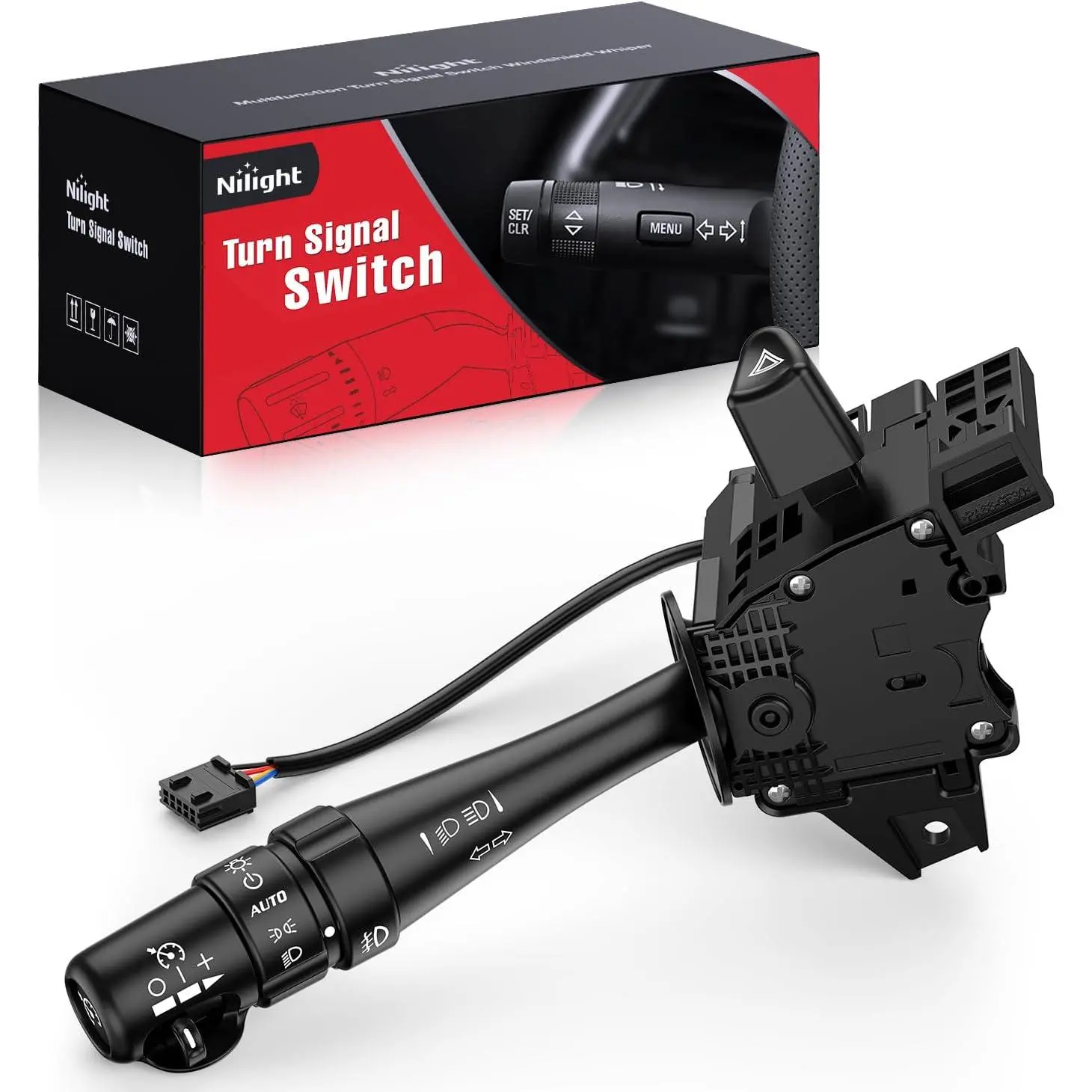 Nilight Multi-Functional Steering Column Turn Signal Combination Switch - ABS/PP Material, Direct Mount, Easy to Install, Exactly OEM Design, Fog Light Switch, Wiper Dimmer Lever, Cruise Control, Fit 2006-2008 Pontiac GP, Plug-And-Play OE Replacement