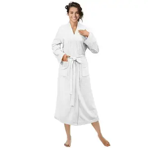 Women's Waffle Knitted Kimono Robe, Soft, Comfortable, Breathable, Lightweight, Side Pocket Bathrobe, Shower Spa Room Women's Long RobeGift
